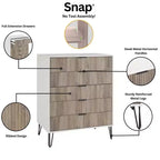 Ensemble de chambre à coucher 3 pièces : commode 5 tiroirs, commode 6 tiroirs et table de nuit avec quincaillerie anti-basculement