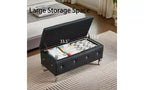 Banc de rangement ottoman capitonné avec boutons en cristal et revêtement en flanelle, 97,8 x 45,7 x 45,7 cm