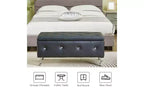 Banc de rangement ottoman capitonné avec boutons en cristal et revêtement en flanelle, 97,8 x 45,7 x 45,7 cm