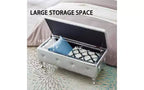 Banc de rangement ottoman capitonné avec boutons en cristal et revêtement en flanelle, 97,8 x 45,7 x 45,7 cm