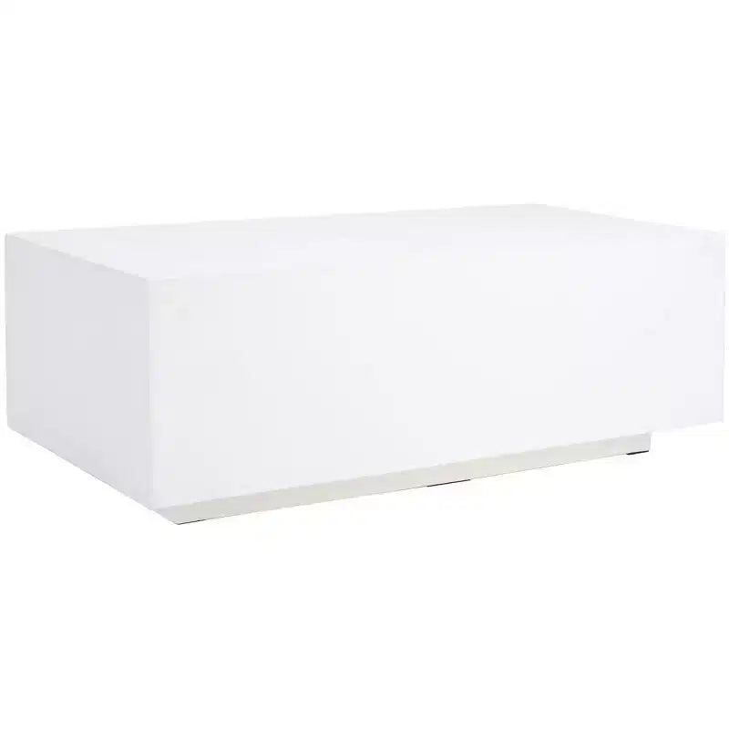 Table basse rectangulaire en faux béton blanc, MDF, aucun assemblage requis, 40"x20"x14"
