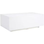 Table basse rectangulaire en faux béton blanc, MDF, aucun assemblage requis, 40"x20"x14"