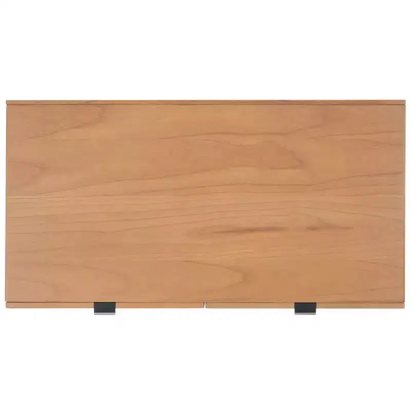 Table basse en bois avec 2 tiroirs et façade en cannage de rotin, pieds fuselés, supporte 68 kg