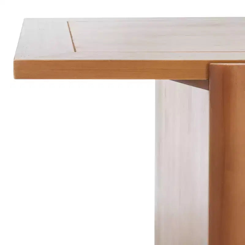 Table basse rectangulaire marron rustique, piètement tréteau, plateau en bois de sapin, 119x58x45 cm