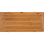 Table basse rectangulaire marron rustique, piètement tréteau, plateau en bois de sapin, 119x58x45 cm