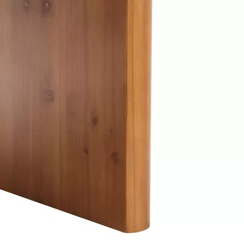 Table basse rectangulaire marron rustique, piètement tréteau, plateau en bois de sapin, 119x58x45 cm