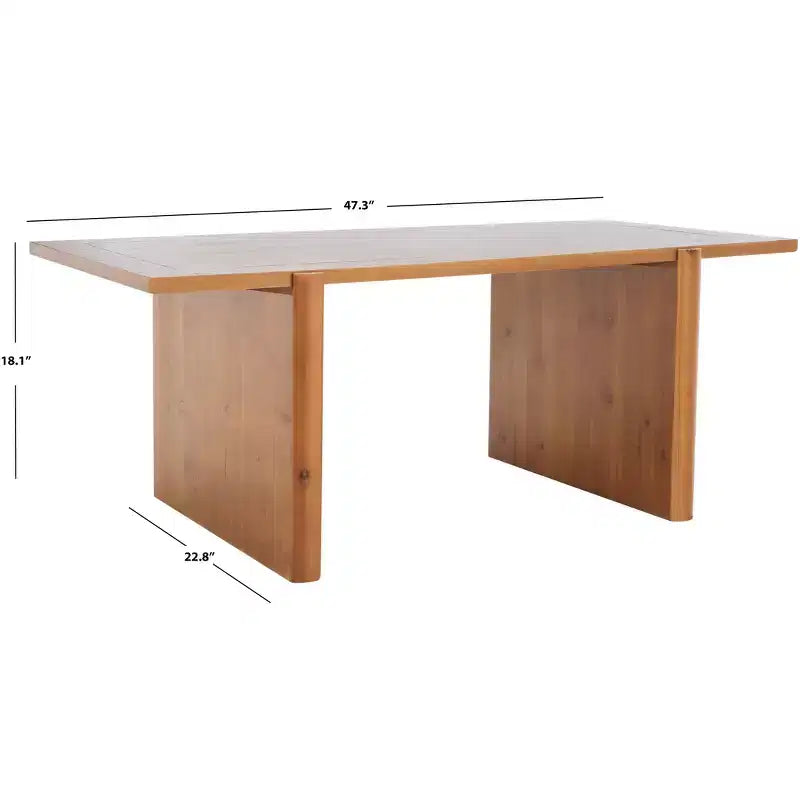 Table basse rectangulaire marron rustique, piètement tréteau, plateau en bois de sapin, 119x58x45 cm