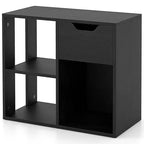 Costway Organiseur de bibliothèque 1/2 PCS 3 cubes avec étagère de rangement à 2 niveaux et tiroir coulissant Noir/Blanc
