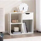 Costway Organiseur de bibliothèque 1/2 PCS 3 cubes avec étagère de rangement à 2 niveaux et tiroir coulissant Noir/Blanc