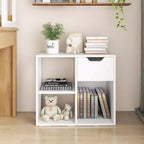 Costway Organiseur de bibliothèque 1/2 PCS 3 cubes avec étagère de rangement à 2 niveaux et tiroir coulissant Noir/Blanc