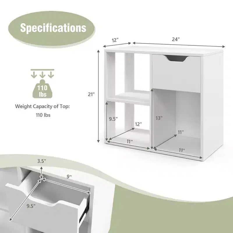 Costway Organiseur de bibliothèque 1/2 PCS 3 cubes avec étagère de rangement à 2 niveaux et tiroir coulissant Noir/Blanc