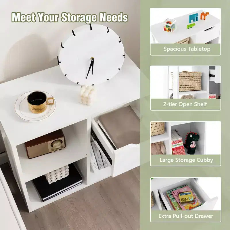 Costway Organiseur de bibliothèque 1/2 PCS 3 cubes avec étagère de rangement à 2 niveaux et tiroir coulissant Noir/Blanc