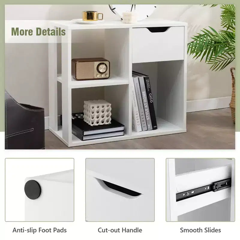 Costway Organiseur de bibliothèque 1/2 PCS 3 cubes avec étagère de rangement à 2 niveaux et tiroir coulissant Noir/Blanc