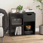 Costway Organiseur de bibliothèque 1/2 PCS 3 cubes avec étagère de rangement à 2 niveaux et tiroir coulissant Noir/Blanc