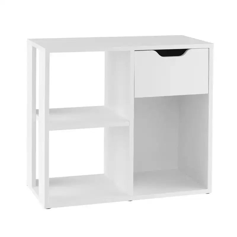 Costway Organiseur de bibliothèque 1/2 PCS 3 cubes avec étagère de rangement à 2 niveaux et tiroir coulissant Noir/Blanc