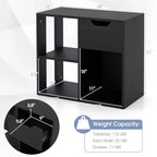 Costway Organiseur de bibliothèque 1/2 PCS 3 cubes avec étagère de rangement à 2 niveaux et tiroir coulissant Noir/Blanc