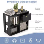 Costway Organiseur de bibliothèque 1/2 PCS 3 cubes avec étagère de rangement à 2 niveaux et tiroir coulissant Noir/Blanc