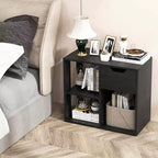 Costway Organiseur de bibliothèque 1/2 PCS 3 cubes avec étagère de rangement à 2 niveaux et tiroir coulissant Noir/Blanc