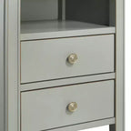 Table de chevet 2 tiroirs avec étagère ouverte, MDF et contreplaqué, gris, 17"x15.75"x26.75"