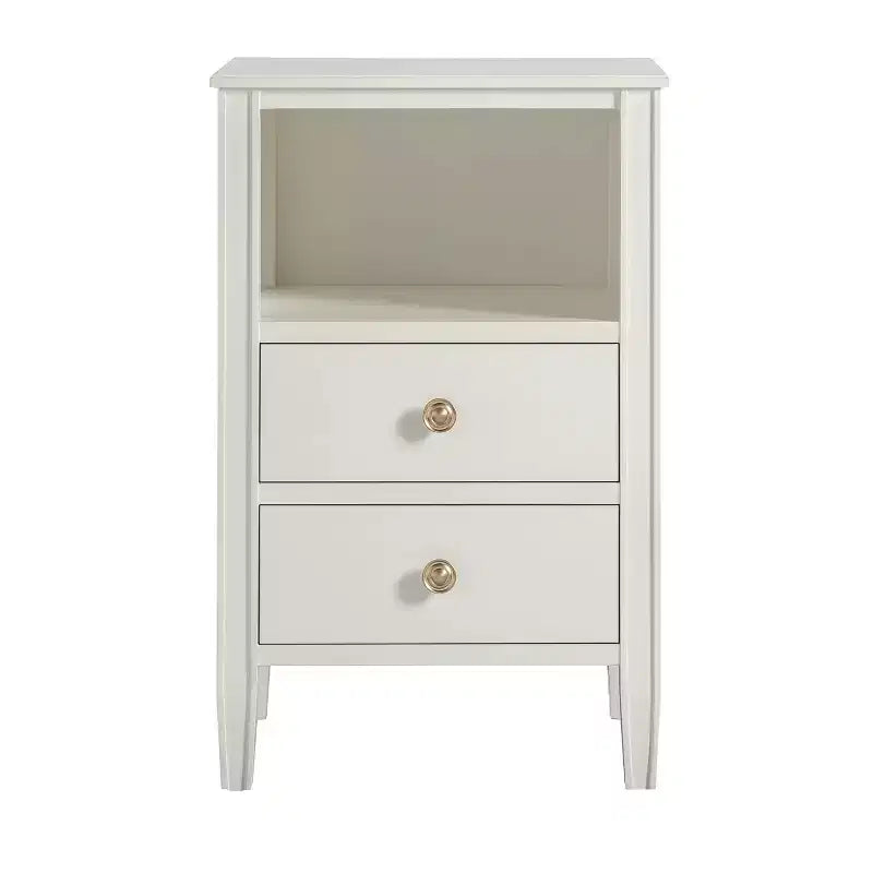 Table de chevet 2 tiroirs avec étagère ouverte, MDF et contreplaqué, gris, 17"x15.75"x26.75"