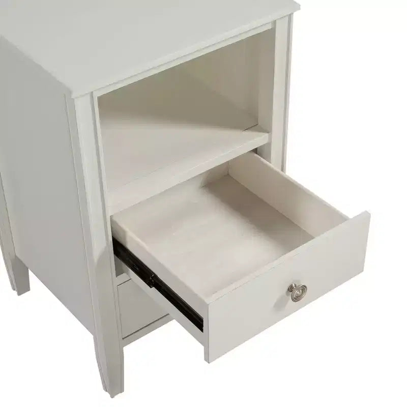Table de chevet 2 tiroirs avec étagère ouverte, MDF et contreplaqué, gris, 17"x15.75"x26.75"