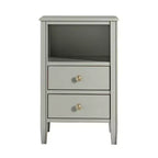 Table de chevet 2 tiroirs avec étagère ouverte, MDF et contreplaqué, gris, 17"x15.75"x26.75"