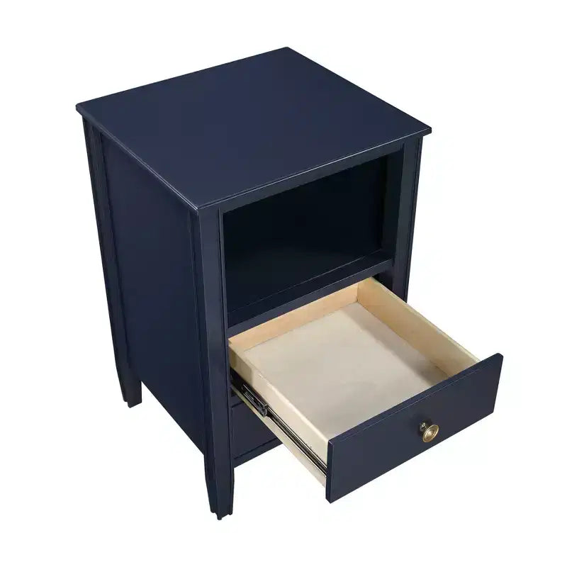 Table de chevet 2 tiroirs avec étagère ouverte, MDF et contreplaqué, gris, 17"x15.75"x26.75"