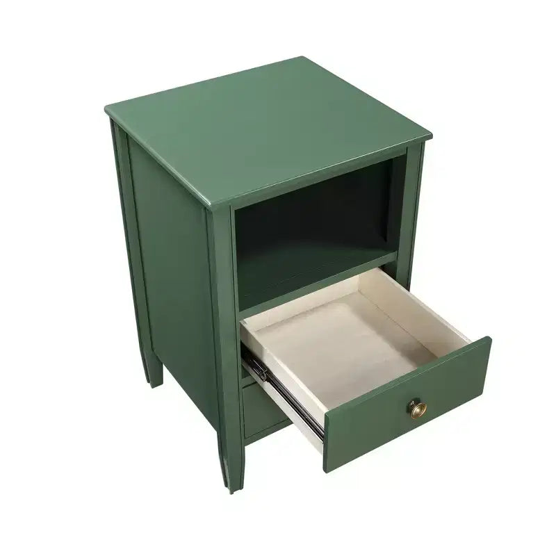 Table de chevet 2 tiroirs avec étagère ouverte, MDF et contreplaqué, gris, 17"x15.75"x26.75"