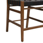 Lot de 2 tabourets de comptoir en similicuir tressé avec repose-pieds, cadre en bois d'hévéa, hauteur d'assise de 61,6 cm