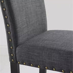 Chaises de salle à manger en tissu Biony Roundhill Furniture avec garniture cloutée, grises, lot de 2