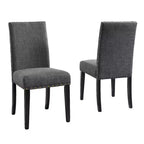 Chaises de salle à manger en tissu Biony Roundhill Furniture avec garniture cloutée, grises, lot de 2