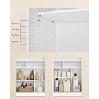 Meuble de rangement de salle de bain fin avec portes coulissantes, porte-rouleau de papier toilette et étagères réglables