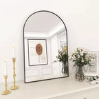Miroir de cheminée cintré 24 x 36, Noir/Doré-HOMLUX : Cadre métallique, Montage mural, Décoration moderne