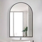 Miroir de cheminée cintré 24 x 36, Noir/Doré-HOMLUX : Cadre métallique, Montage mural, Décoration moderne