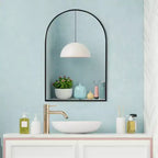 Miroir de cheminée cintré 24 x 36, Noir/Doré-HOMLUX : Cadre métallique, Montage mural, Décoration moderne