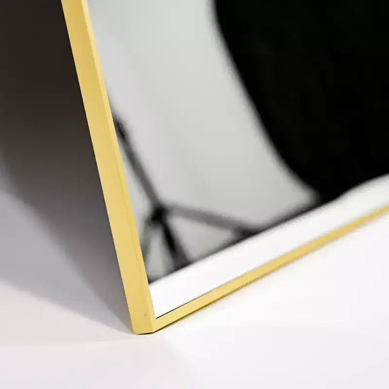 Miroir de cheminée cintré 24 x 36, Noir/Doré-HOMLUX : Cadre métallique, Montage mural, Décoration moderne